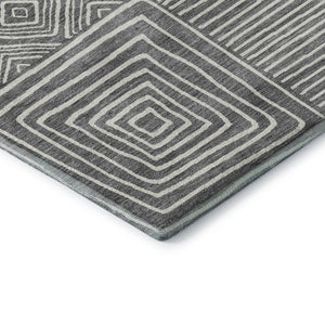 HomeRoots 10' Charcoal and Ivory Geometric Area Rug - Washable, UV-Protected, Durable for High-Traffic Spaces 681887