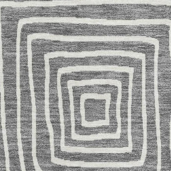 HomeRoots 10' Charcoal and Ivory Geometric Area Rug - Washable, UV-Protected, Durable for High-Traffic Spaces 681887