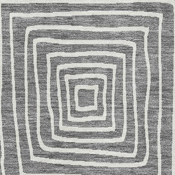 HomeRoots 10' Charcoal and Ivory Geometric Area Rug - Washable, UV-Protected, Durable for High-Traffic Spaces 681887