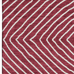 HomeRoots 5' X 8' Burgundy and Ivory Geometric Area Rug – Durable, Washable, UV-Protected for Modern Homes 681889