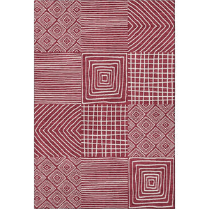 HomeRoots 5' X 8' Burgundy and Ivory Geometric Area Rug – Durable, Washable, UV-Protected for Modern Homes 681889