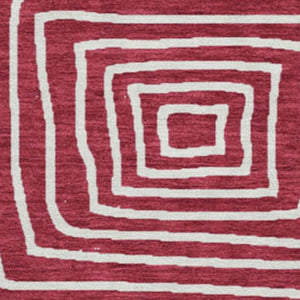 HomeRoots 8' Burgundy and Ivory Geometric Round Rug – Washable, UV Protected, Durable Design for Any Space 681890