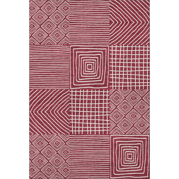 HomeRoots 10' X 14' Burgundy And Ivory Geometric Area Rug – Washable, Stain-Resistant, UV-Protected Design! 681893