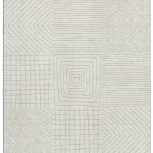 HomeRoots 5' X 8' Stylish Ivory Beige Geometric Area Rug - Washable, UV Protected, Pet & Kid Friendly Design! 681895