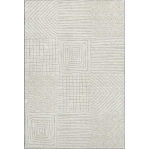 HomeRoots 9' X 12' Stylish Ivory & Beige Geometric Washable Area Rug with UV Protection for Home & Patio 681898
