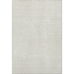 HomeRoots 10' X 14' Stylish Ivory and Beige Geometric Area Rug - Washable, UV-Protected, Pet-Friendly Design! 681899