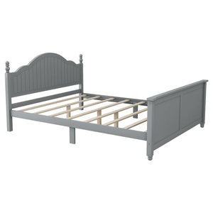 English Elm Full Full Size Kids Bed Gray — Solid Pine Wood Platform with Headboard & Footboard, Guardrail, 300LB Capacity W2593P358753