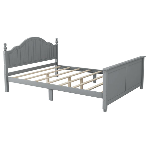English Elm Full Full Size Kids Bed Gray — Solid Pine Wood Platform with Headboard & Footboard, Guardrail, 300LB Capacity W2593P358753
