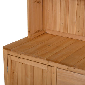 English Elm (with Hutch) Topamx Solid Fir Potting Bench Patio Workstation Spice Rack Drawer Natural N717P404330A