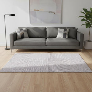 HomeRoots 5' X 8' Lavender Geometric Area Rug - Stylish, Washable, UV-Protected for Modern Homes & Families 681901