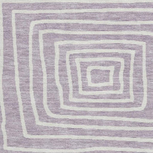 HomeRoots 8' Stylish Lavender and Ivory Geometric Round Rug – Washable, UV Protected, Perfect for High-Traffic Areas 681902