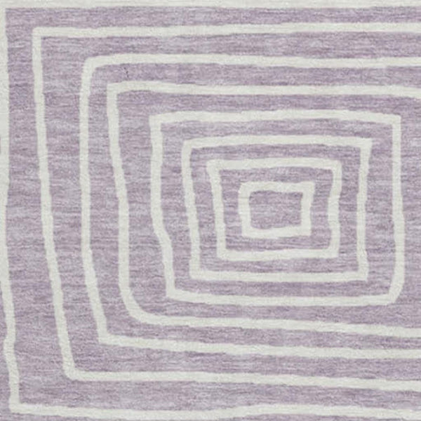 HomeRoots 8' Stylish Lavender and Ivory Geometric Round Rug – Washable, UV Protected, Perfect for High-Traffic Areas 681902