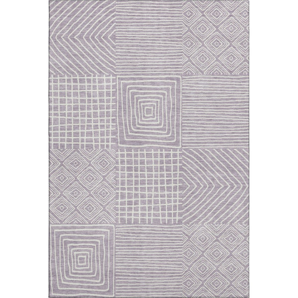 HomeRoots 9' X 12' Stylish Lavender & Ivory Geometric Washable Area Rug with UV Protection & Stain Resistance 681904