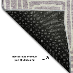 HomeRoots 9' X 12' Stylish Lavender & Ivory Geometric Washable Area Rug with UV Protection & Stain Resistance 681904