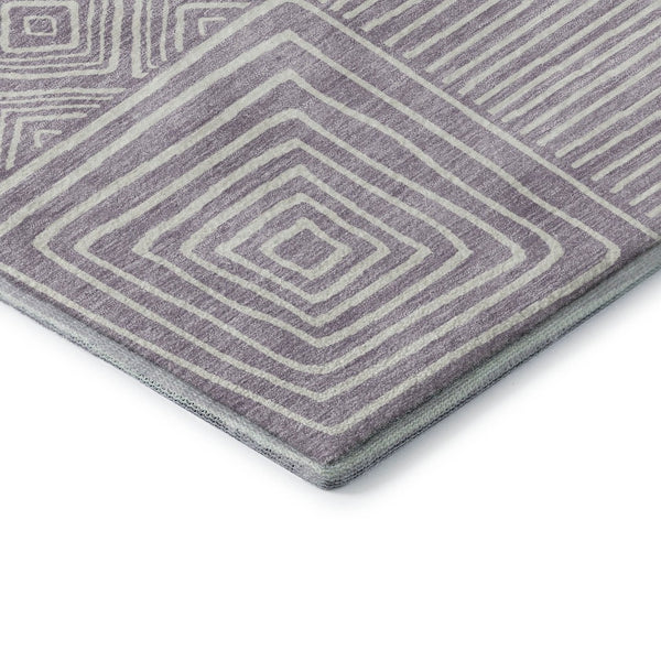 HomeRoots 9' X 12' Stylish Lavender & Ivory Geometric Washable Area Rug with UV Protection & Stain Resistance 681904
