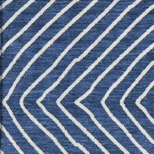 HomeRoots 5' X 8' Navy Blue & Ivory Geometric Area Rug - Washable, UV-Protected, Durable for High-Traffic Spaces 681907