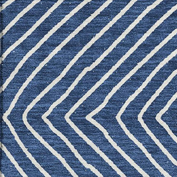 HomeRoots 5' X 8' Navy Blue & Ivory Geometric Area Rug - Washable, UV-Protected, Durable for High-Traffic Spaces 681907