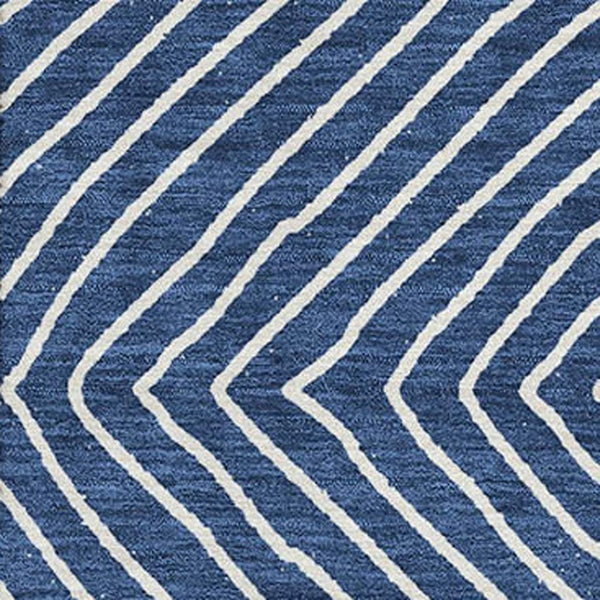 HomeRoots 8' X 10' Navy Blue & Ivory Geometric Area Rug - Washable, UV Protected, Modern Design for Every Room 681909