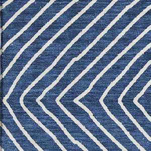 HomeRoots 9' X 12' Navy Blue And Ivory Geometric Area Rug - Washable, UV Protected, Modern Design for High-Traffic Spaces 681910