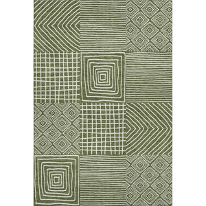 HomeRoots 10' X 14' Olive Green and Ivory Geometric Area Rug - Washable, UV-Protected, Perfect for High-Traffic Spaces 681917