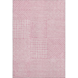 HomeRoots 5' X 8' Pink Geometric Area Rug – Stylish, Washable, UV-Protected, Perfect for High-Traffic Spaces! 681919