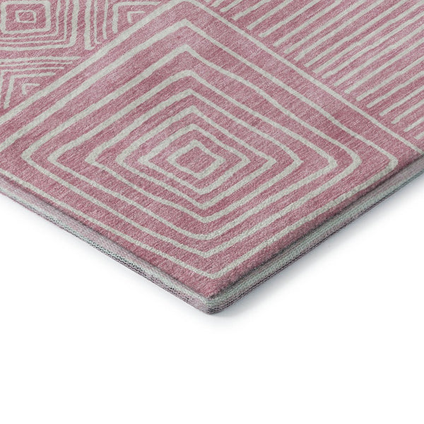 HomeRoots 5' X 8' Pink Geometric Area Rug – Stylish, Washable, UV-Protected, Perfect for High-Traffic Spaces! 681919