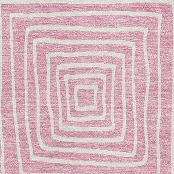 HomeRoots 5' X 8' Pink Geometric Area Rug – Stylish, Washable, UV-Protected, Perfect for High-Traffic Spaces! 681919