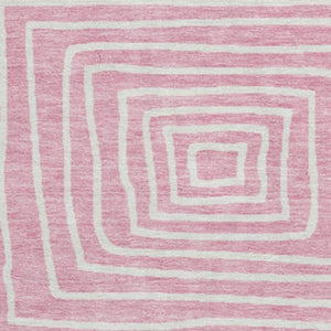 HomeRoots 8' Pink and Ivory Geometric Round Rug - Washable, UV Protected, Ideal for Busy Homes & Modern Décor 681920