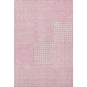 HomeRoots 8' X 10' Pink and Ivory Geometric Washable Area Rug - Durable, Stain-Resistant, UV Protected Style! 681921