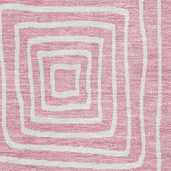 HomeRoots 9' x 12' Pink and Ivory Geometric Washable Area Rug – Stylish, Durable, and Easy-Care for Any Room 681922