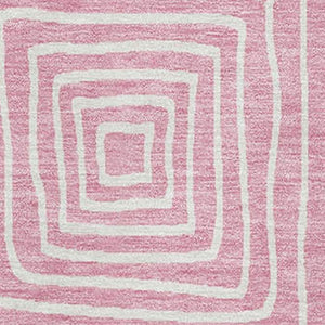 HomeRoots 10' Pink and Ivory Geometric Area Rug - Washable, UV-Protected, Perfect for Family Spaces! 681923