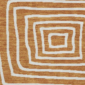 HomeRoots 8' Stylish Rust and Beige Round Rug - Modern Geometric Design with UV Protection for High Traffic Areas 681926