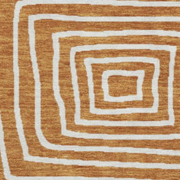 HomeRoots 8' Stylish Rust and Beige Round Rug - Modern Geometric Design with UV Protection for High Traffic Areas 681926