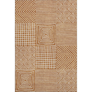 HomeRoots 9' X 12' Stylish Rust and Beige Geometric Washable Area Rug with UV Protection for Busy Homes 681928