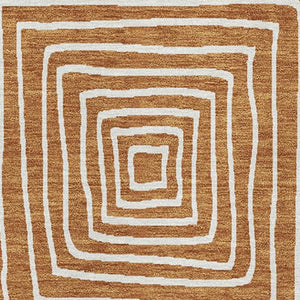 HomeRoots 9' X 12' Stylish Rust and Beige Geometric Washable Area Rug with UV Protection for Busy Homes 681928