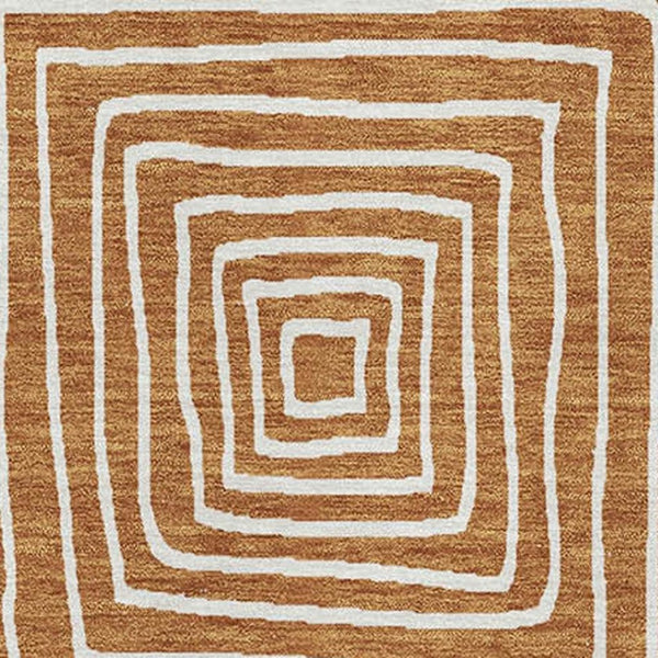 HomeRoots 9' X 12' Stylish Rust and Beige Geometric Washable Area Rug with UV Protection for Busy Homes 681928