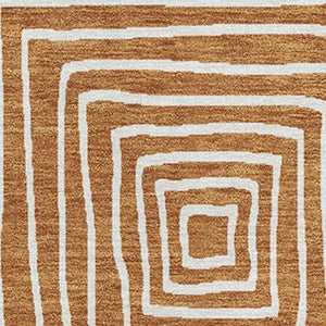 HomeRoots 10' X 14' Geometric Washable Area Rug in Rust & Beige - UV Protected, Durable & Stylish for Any Room 681929