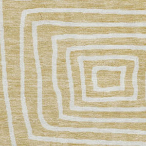 HomeRoots 8' Wheat and Ivory Geometric Round Rug – Washable, UV-Protected, Stylish & Durable for Any Space 681938