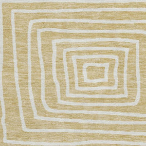 HomeRoots 8' Wheat and Ivory Geometric Round Rug – Washable, UV-Protected, Stylish & Durable for Any Space 681938