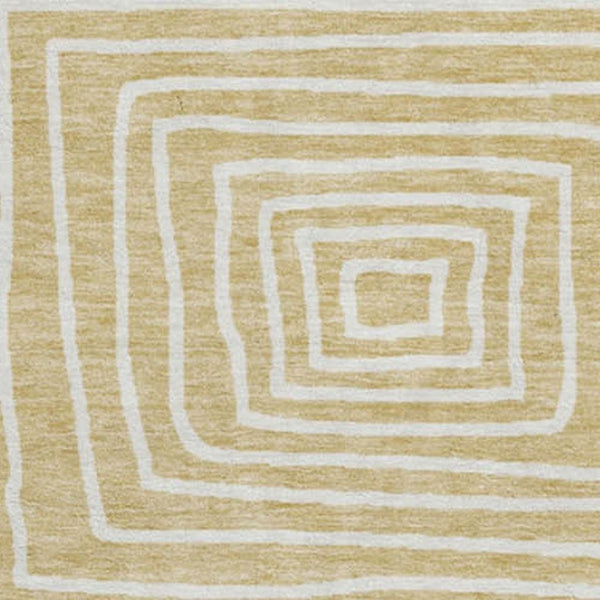 HomeRoots 8' Wheat and Ivory Geometric Round Rug – Washable, UV-Protected, Stylish & Durable for Any Space 681938