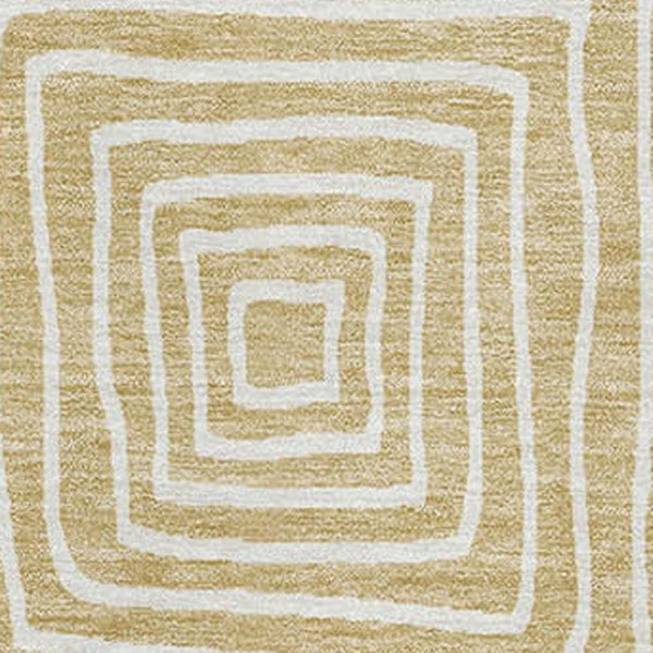 HomeRoots 8' X 10' Wheat and Ivory Geometric Area Rug - Washable, UV-Protected, Durable for Busy Homes 681939