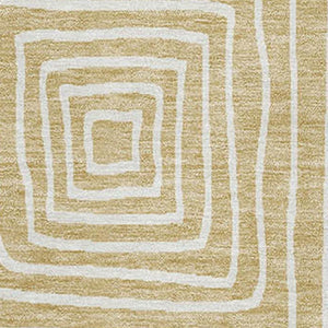 HomeRoots 9' X 12' Washable Wheat and Ivory Geometric Area Rug with UV Protection for Modern Homes & Families 681940