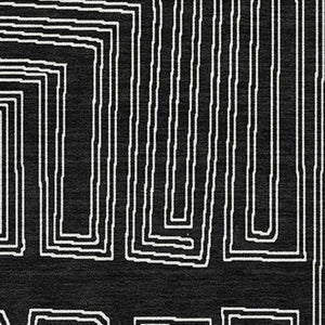 HomeRoots 9' X 12' Modern Black and Ivory Geometric Washable Area Rug with UV Protection for High-Traffic Spaces 681952