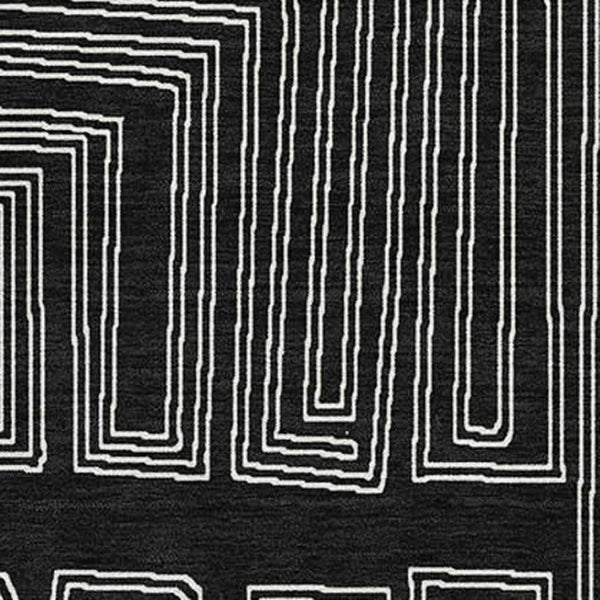 HomeRoots 9' X 12' Modern Black and Ivory Geometric Washable Area Rug with UV Protection for High-Traffic Spaces 681952
