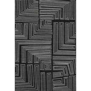 HomeRoots 10' X 14' Black And Ivory Geometric Area Rug – Durable, Washable, UV-Protected for Modern Spaces 681953