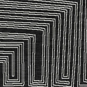 HomeRoots 10' X 14' Black And Ivory Geometric Area Rug – Durable, Washable, UV-Protected for Modern Spaces 681953
