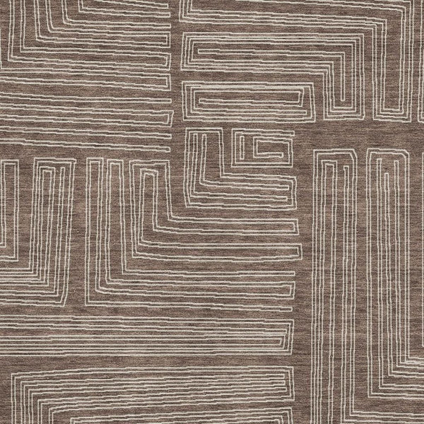 HomeRoots 8' X 10' Brown and Beige Geometric Area Rug - Washable, UV Protected, Durable for High-Traffic Rooms 681957