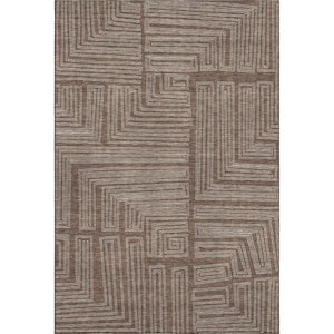HomeRoots 10' Geometric Area Rug in Brown & Beige – Durable, Washable, UV-Resistant for High-Traffic Spaces 681959