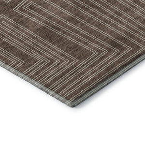 HomeRoots 10' Geometric Area Rug in Brown & Beige – Durable, Washable, UV-Resistant for High-Traffic Spaces 681959