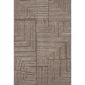 HomeRoots 10' Geometric Area Rug in Brown & Beige – Durable, Washable, UV-Resistant for High-Traffic Spaces 681959